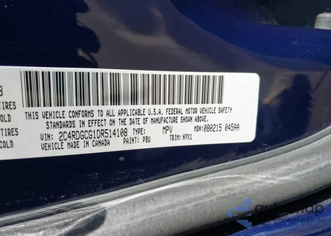 2013 Dodge Grand Caravan Sxt from USA, damaged, VIN 2C4RDGCG1DR514108